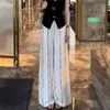 Traje de Mujer de Moda 2026 Verano Nuevo Estilo Elegante Ajustado sin Mangas con Cuello en V + Pantalones Casuales de Pierna Ancha Conjunto de Dos Piezas