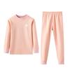 Nova Roupa Térmica de Lã e Seda Bacteriostática Outono/Inverno Pijamas de Gola Média para Crianças Conjunto de Duas Peças Meninos e Meninas