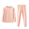 Conjunto Térmico de Ropa Interior para Adolescentes Invierno Estudiantes de Secundaria Lana Seda Ropa de Otoño y Pantalones Largos Pijamas para Niños y Niñas