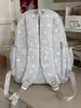 Mochila Estrellada Azul Hielo Nebuloso y Blanco Leche Estilo Coreano Fresca y Energética para Niñas y Estudiantes para Salidas de Fin de Semana y Compras