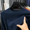 Nueva colección de otoño e invierno: Suéter Puyuan para hombre, de color liso, cuello redondo, tejido jacquard, casual y elegante, diseño simple, perfecto como capa base