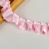 Acabamento de renda rosa com babados e fita de poliéster para bainhas de roupas, acessório DIY, material elástico longo e flexível