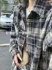 Jaqueta Camisa Xadrez Vermelho Retrô Americana para Mulheres no Outono e Inverno Camisa Espessa Escovada de Manga Longa Top Casual Preguiçoso
