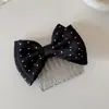 Peine para el Cabello con Lazo de Lunares Estilo Coreano, Pasador Exquisito y Dulce de Princesa, Pinza Fresca para Flequillo, Pinza para el Cabello Linda