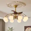 Lustre de sala de estar estilo retrô americano, luminária de quarto moderna minimalista, nova luminária de proteção ocular de espectro total estilo vintage com ventilador integrado