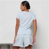 Conjunto de Duas Peças com Babados Moda Feminina Europeia e Americana Novo Verão Conforto para Casa Casual Top de Manga Curta e Shorts Conjunto de Cor Sólida