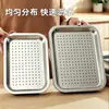 Bandeja de té de acero inoxidable con drenaje, mesa de té pequeña para el hogar con drenaje de agua, juego de té Kung Fu, juego de bandejas de doble capa para exteriores