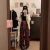 Pantalones Cuadros Vintage para Mujer, Estilo Coreano Primavera y Otoño, Holgados Casuales de Cintura Alta, Adelgazantes, Pequeños, Pierna Ancha