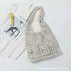 Bolso de Hombro Tejido para Viajes de Vacaciones, Bolso de Mano Retro de Malla Hueca, Bolso Simple Tejido