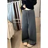 Foto real de los nuevos pantalones de pierna ancha de otoño 2026, estilo coreano, cordón, casual, holgados, simples para mujer 17767