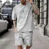 AliExpress Transfronterizo Colorido Tigre Diamante Impresión Digital 3D Deportivo Casual Conjunto de Camiseta de Manga Corta y Pantalones Cortos