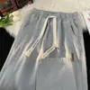Jeans con cordón lavados, marca de moda, pantalones casuales para estudiantes para hombre, primavera y otoño, estilo japonés, pantalones rectos holgados