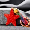 Llavero de coche de estrella de cinco puntas de arcilla de doble cara creativo con diamantes incrustados colgante de bolsa de diamantes colgante de estrella para pareja regalo