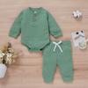 Baoxin Roupa Infantil 22 Primavera Nova Roupa Infantil Outono Algodão Cor Sólida Gola Manga Longa Calça Conjunto de Duas Peças