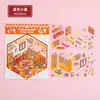 Pegatinas de paisajismo lindas y creativas material para diario de chicas pegatinas diy cabaña 3d escena miniatura