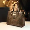 Bolso Grande de Mujer 2026 Nuevo Bolso Cruzado Tote con Patrón de Cocodrilo Bolso Retro para Mamá Bolso de Negocios