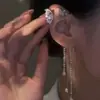 Brincos de Clipe para Orelha Borboleta com Franjas e Strass Microincrustados, Únicos e Estilosos, Não Furados, Brincos de Clipe de Moda de Luxo Leve