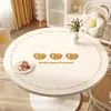 Toalha de Mesa Redonda Divertida de Desenho Animado Impermeável, à Prova de Óleo, Resistente ao Calor, Não Precisa Lavar, Isolante Térmico, Jogo Americano para Mesa de Jantar, Toalha de Mesa de Couro para Mesa de Centro, Protetor