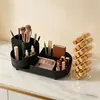 Caixa de Armazenamento Cosmético Transparente Organizador de Produtos para Cuidados com a Pele de Mesa Estante para Pincéis de Maquiagem de Penteadeira Rack para Batom Prateleira de Armazenamento Compartimentada