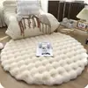Alfombra redonda de felpa de conejo transfronteriza para sofá, sala de estar, mesa de café, dormitorio, vestidor, tocador, alfombra, tapete redondo blanco