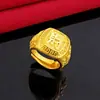 Anillo de la Fortuna para Hombre Estilo Nuevo Chapado en Oro 24K con Diseño Abierto Ajustable, Anillo de Aleación Imitación Oro