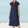 2025 Novo Cardigan de Tricô com Gola Alta de Botão Único, Vestido de Algodão e Linho com Bolsos, Saia de Cima para Sites Independentes Europeus e Americanos da Amazon