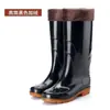 Botas de chuva de cor sólida, leves, de cano alto e grossas; botas de chuva de cano médio; sapatos de borracha impermeáveis masculinos, de cano médio-alto, espessos, resistentes ao desgaste e com sola grossa