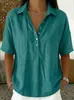 Estação de Verão 2026 Nova Roupa Feminina Camisa de Cor Sólida com Gola Lapela Manga Curta Solta Confortável Transfronteiriça Europeia e Americana Amazon