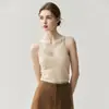 Nuevo top de punto de cachemira para mujer de otoño e invierno, camisola de cuello en V, chaleco sin mangas simple de color liso