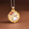 Collar de Filamento para Mujer con Colgante de Calabaza Dorada, Huella de Rey Ciervo Dorado, Trazado Plateado, Nube de la Suerte Dorada Xiangyun Ruyi, Carácter Fu Dorado, Elegante Estilo Nacional