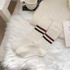 Meias de lã listradas estilo coreano TB para crianças, outono e inverno, armazenamento de calor, estilo japonês, simples, duas barras, cashmere, meias de cano médio empilhadas