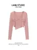 Estilo Deseo Puro Chic Camiseta Básica Adelgazante con Tirantes Cruzados Top Corto Sexy Diseño Nicho Femenino Camiseta de Manga Larga
