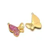 Moda Acero Inoxidable Gota de Aceite Mariposa Colgante Pedrería Colgante DIY Collar Pendiente Joyería Accesorios Venta al por Mayor Transfronterizo