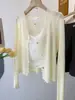 Cardigan de Tricô de Seda Gelada Estilo Coreano Novo com Proteção Solar para Mulheres Verão 2026 Peça Externa Fina Moda de Alto Padrão Cover-Up Top