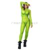 Mono de Navidad 2024 traje para obra de teatro cos patrón de pelo verde estampado digital traje de actuación mallas mujer