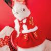 Roupa Pet Tang Outono e Inverno Vestido de Gato Gatinho Cachorrinho Vestido Hanfu Festivo de Ano Novo Roupas Grossas para Gatos