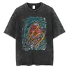 Camiseta de Línea Garabateada Gráfico Creativo de Graffiti Algodón Corto