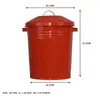 Cubo de basura rojo de 12L, Hierro galvanizado con tapa, Cubo de almacenamiento de basura para patio exterior, Cubo de basura de hierro con doble asa