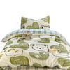 Set de Funda Nórdica Estampada de Invierno de Seis Piezas para Dormitorio de Estudiantes, Ropa de Cama para Cama Individual con Diseño de Oso Estilo Bosque, Colchón de 90 para Literas