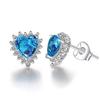 Joias femininas coreanas coração oceano feminino brincos de cristal azul temperamento prata banhado brincos de diamante azul atacado