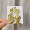 Pendientes de borla de flor de oro mate super de hada retro europeos y americanos, moda, temperamento, estilo socialité, alta costura, pendientes exagerados