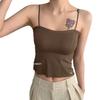 Camisole Sexy de Verão 2024 Novo Estilo Puro Brilho Costas Bonitas Sem Costura Seda de Gelo Bojo Embutido Top Básico