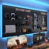Sala de e-sports tablero perforado estante de pared negro estudio encima del escritorio del ordenador tablero para colgar en la pared almacenamiento decoración de hierro
