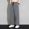 Pantalones Casuales de Verano para Hombre con Colgante, Marca de Moda, Sueltos Rectos, Pantalones Deportivos, Pantalones Finos de Seda de Hielo de Secado Rápido, Pantalones de Pierna Ancha