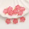 Colgante de Flor de Vidrio con Agujero Recto, Adorno de Flor de Cinco Pétalos, Cuentas Sueltas para Pulsera y Collar DIY, Materiales para Aretes con Borla Estilo Antiguo