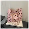 2026ins Bolsa Tote de Lona com Bolinhas Feminina Grande Capacidade para o Trabalho Bolsa de Ombro para a Escola Bolsa de Mão Feminina Design de Nicho