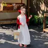 Vestido Infantil Primavera e Verão Novo Estilo 2026 Menina Cardigã Colete Vestido Conjunto de Duas Peças Moda Infantil Vestido Princesa