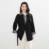 Traje Elegante de Otoño e Invierno de Longitud Media con Cuello Solapa Doble Cara 100% Lana Pura Abrigo para Mujer Manga Raglán Ajustado con Cordones Chaqueta Cardigan