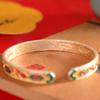 Pulsera de Pluma de Fénix de Estilo Antiguo de Plata 999.9 de Alta Calidad con Esmalte Dorado y Palabras Auspiciosas, Abierta, Pulsera Avanzada de Nuevo Estilo Chino