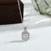 Collar Popular Transfronterizo de Diamante Cuadrado de Circonita Fina para Mujer, Estilo Coreano Ins Cadena Ligera de Lujo a la Moda para Clavícula de Moissanita Venta al por Mayor